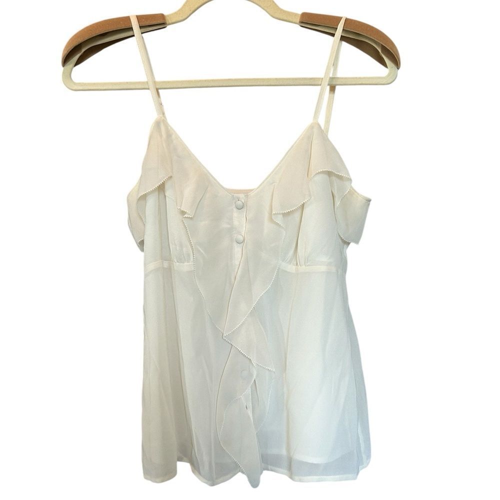 Banana Republic Ruffle Babydoll Y2K 100% Silk Cami Tank Top Size 6